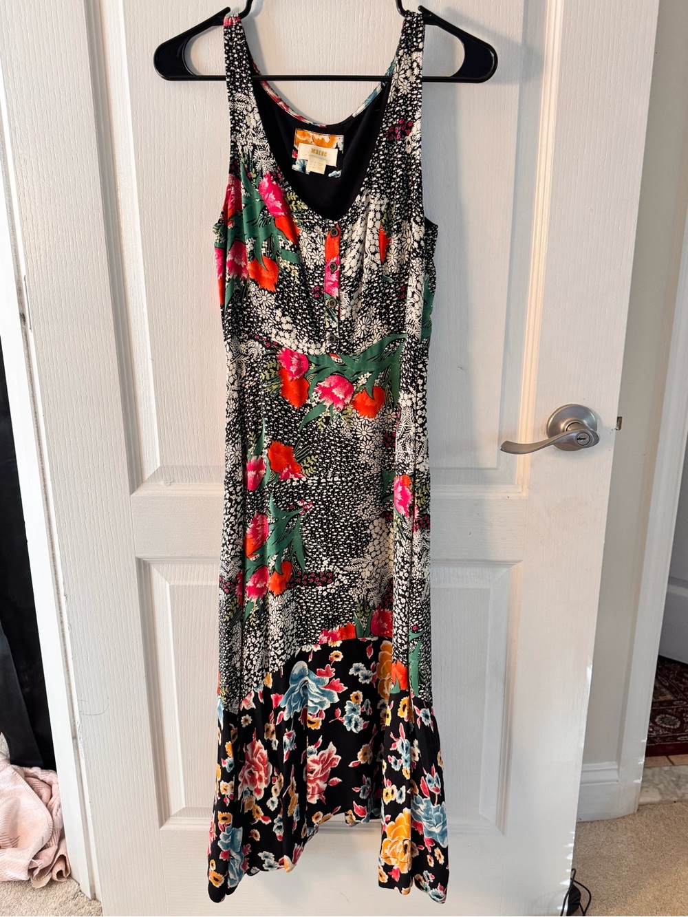 Anthropologie Black Maxi Dress with Multicolor Floral Print